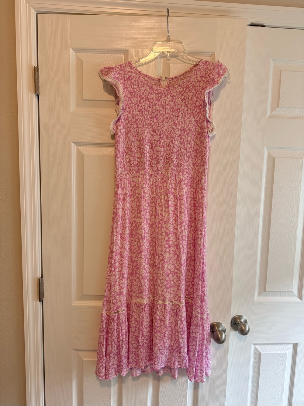 Lost + Wander Pink Floral Ruffle-Hem Dress